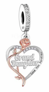 925 Sterling Silver Rose Gold Grand Daughter Dangle Charm