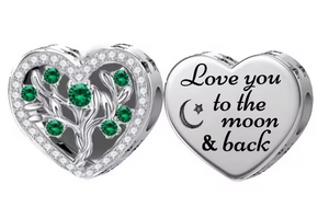 Green Tree of Life Heart Charm