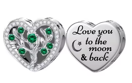 Green Tree of Life Heart Charm