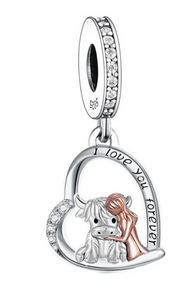 Highland Cow & Girl Dangle Charm