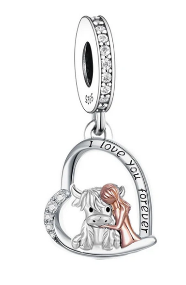 Highland Cow & Girl Dangle Charm