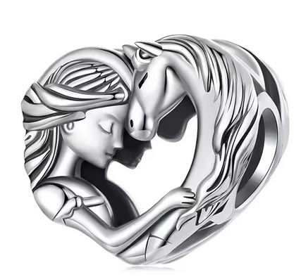 Girl & Horse Heart Charm