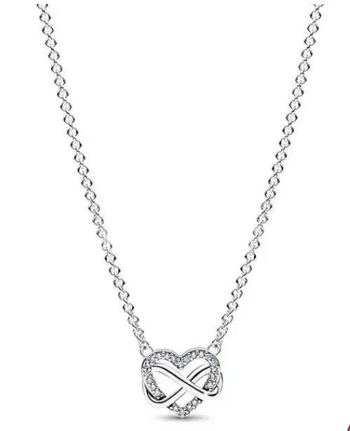 925 Sterling Silver Infinity Heart CZ Necklace