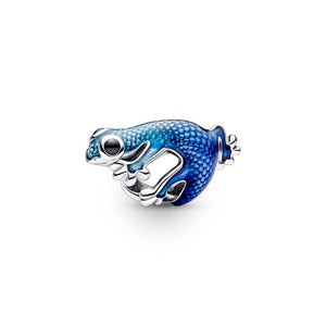 Blue Enamel Gecko Bead Charm