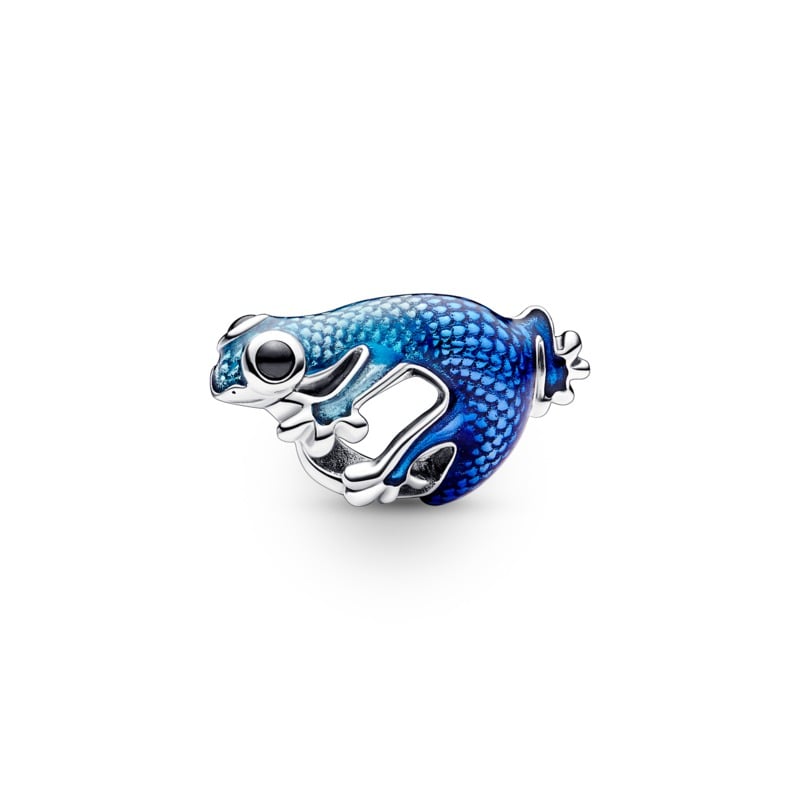 Blue Enamel Gecko Bead Charm