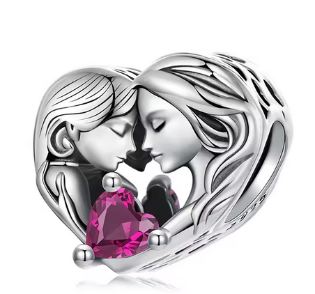 Mom & Daughter Heart Charm