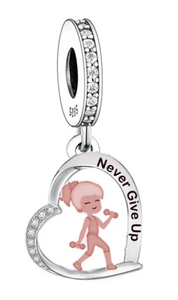 "Never Give Up"Dangle Charm