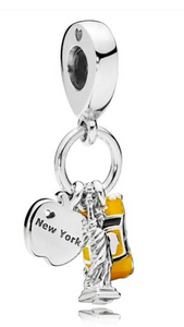 New York, Statue of Liberty and Taxi Yellow Enamel Dangle Charm
