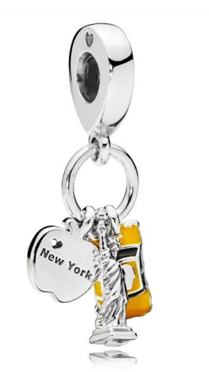 New York, Statue of Liberty and Taxi Yellow Enamel Dangle Charm