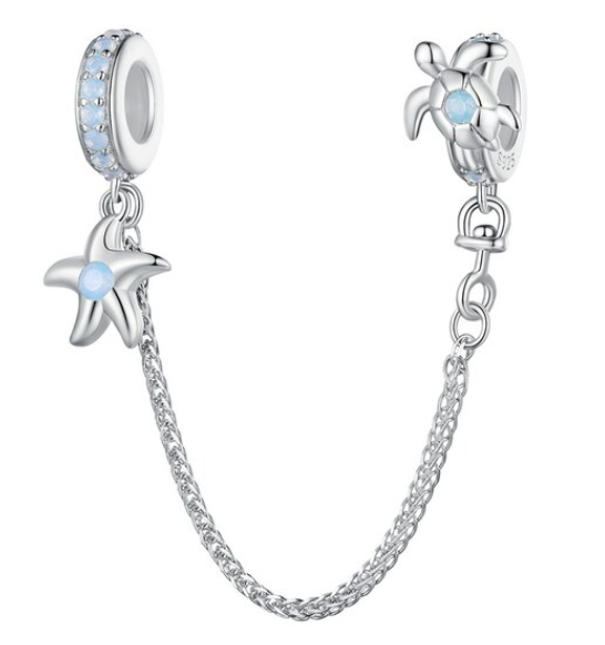 Silver Ocean Safety Chain Charm