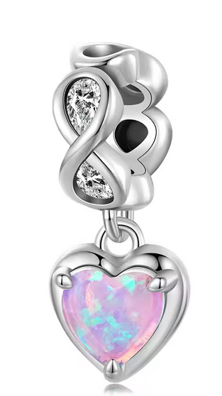 Opal Heart Charm