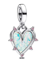 Load image into Gallery viewer, Friendship Opalescent Double Heart Dangle Charm
