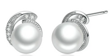 Load image into Gallery viewer, 925 Sterling Silver White Pearl Push-back Stud Earrings
