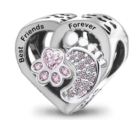Foot Print & Dog Pink Paw Charm