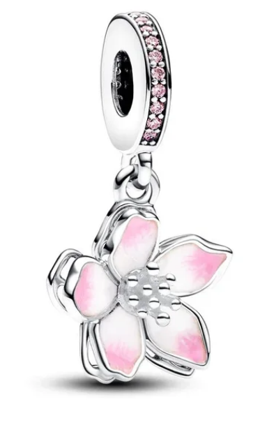 Pink Flower Dangle Charm