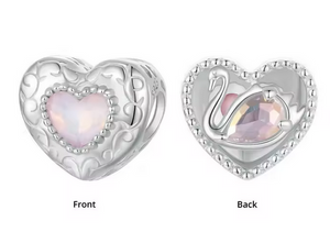 Pink Heart Swan Charm