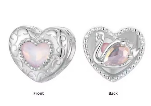 Pink Heart Swan Charm