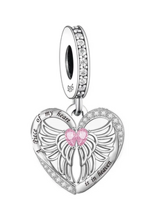 Pink Heart Wing Dangle Charm