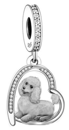 Poodle Dog Heart Dangle Charm