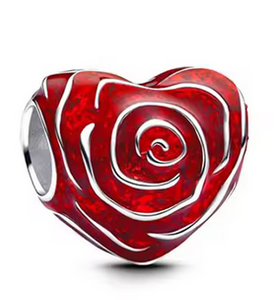 Red Heart Rose Charm