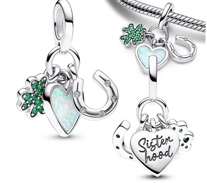 Clover,Heart & Horseshoe Dangle Charm