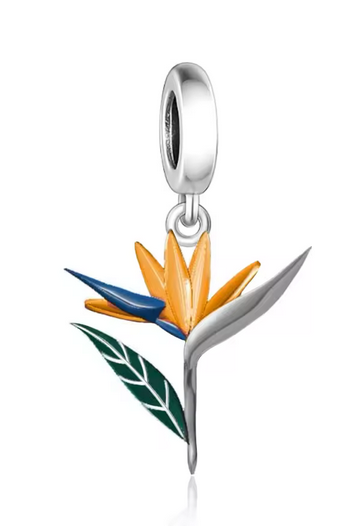 Orange Bird of Paradise Flower Bead