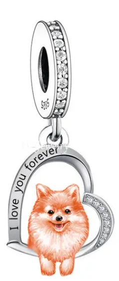 Two Tone Toy Pom Dog Dangle Charm