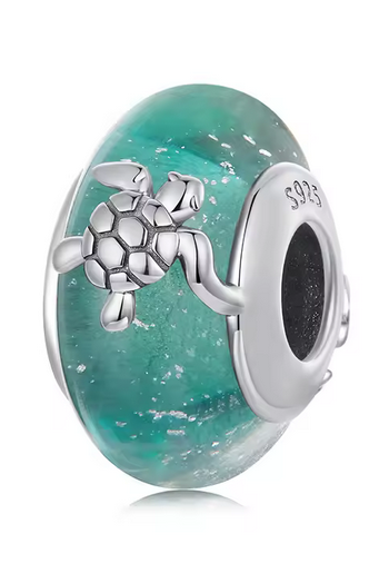 Green Turtle Murano Bead Charm