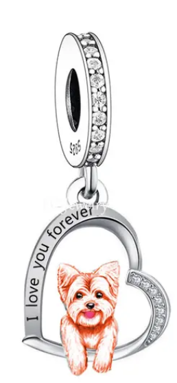 Two Tone Yorkie Dog Dangle Charm