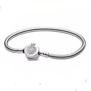 925 Sterling Silver Crown Clasp Snake Bracelet