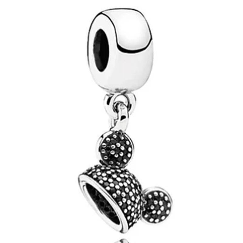 925 Sterling Silver Mickey MOUSE Ears Blue CZ Charm