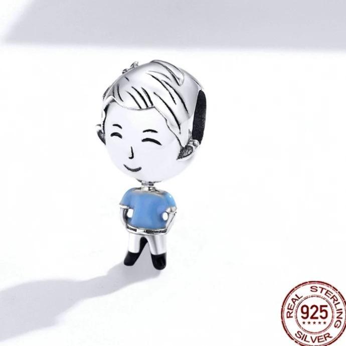 925 Sterling Silver Dad Blue Shirt Bead Charm