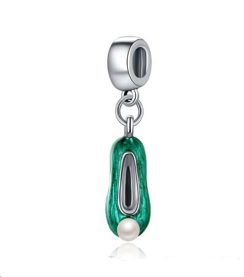 Tinkerbell Green Enamel and Pearl Charm