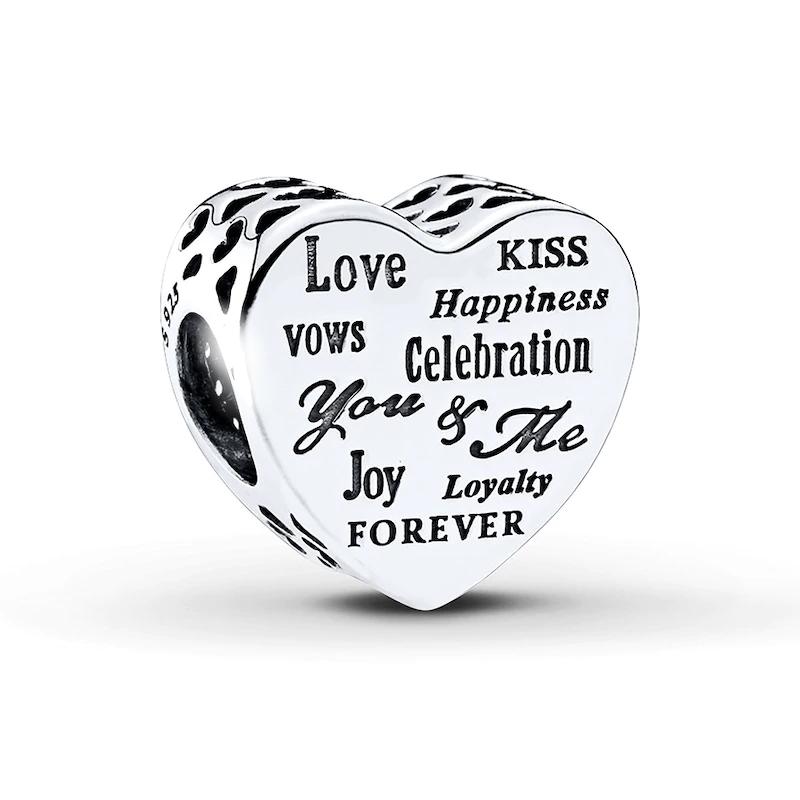 925 Sterling Silver You and Me Message Heart Charm