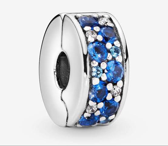 925 Sterling Silver Sparkling Royal Blue CZ CLIP
