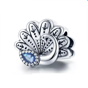 925 Sterling Silver Peacock Charm