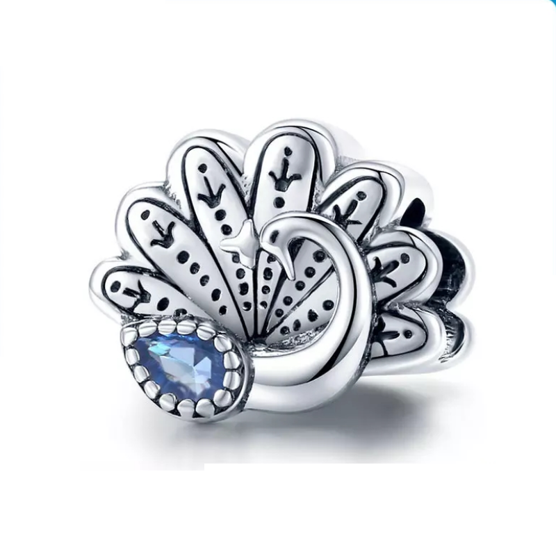 925 Sterling Silver Peacock Charm