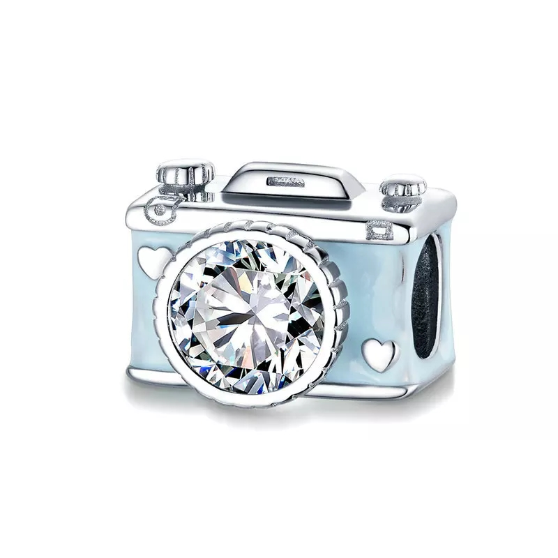 Enamel Blue Camera Dangle Charm