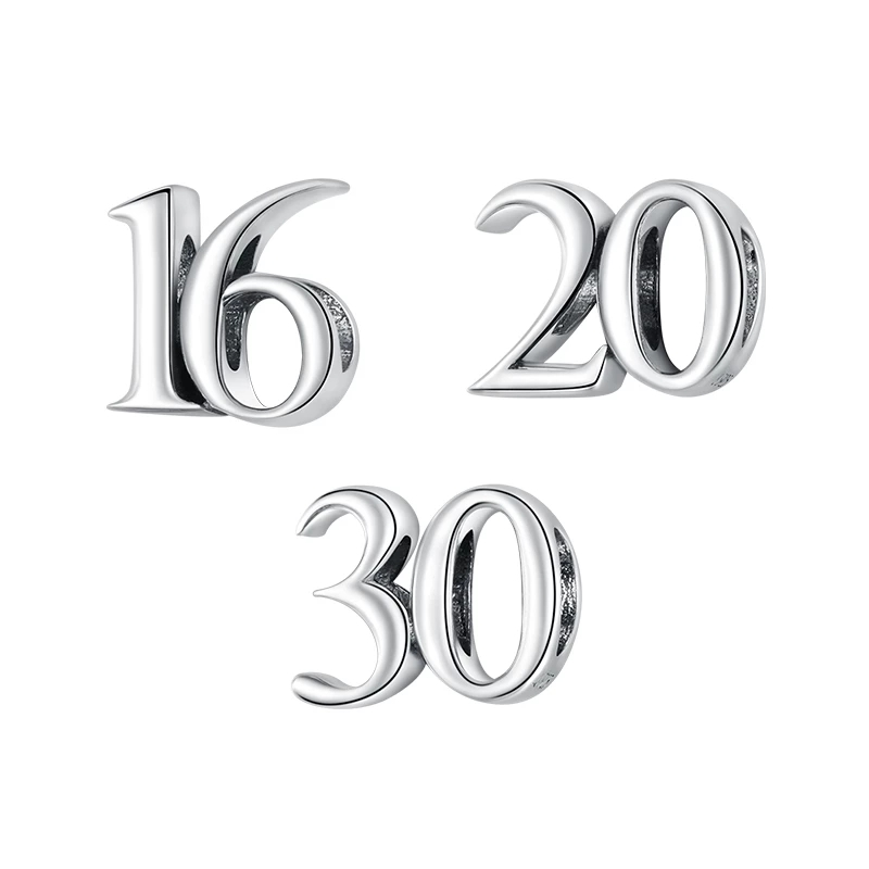 925 Sterling Silver Numbers Charm