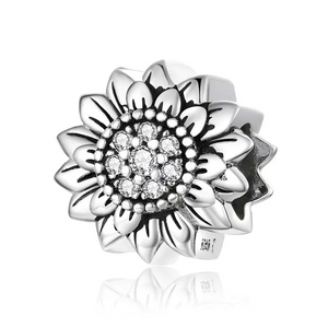 925 Sterling Silver Sunflower Dangle Charm