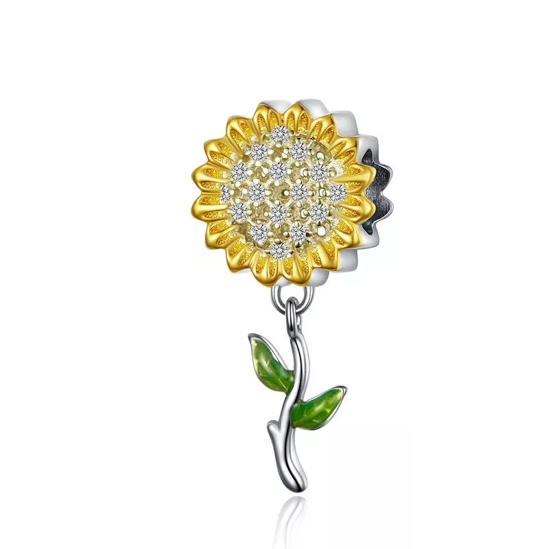 9Yellow Sunflower Pandora Compatible Dangle Charm