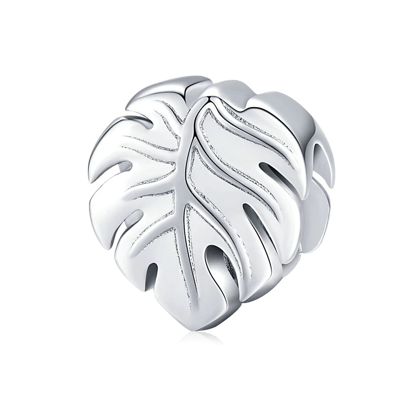 925 Sterling Silver Plain Leave Bead Charm
