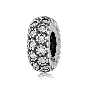 925 Sterling Silver Flower Pattern CZ Spacer