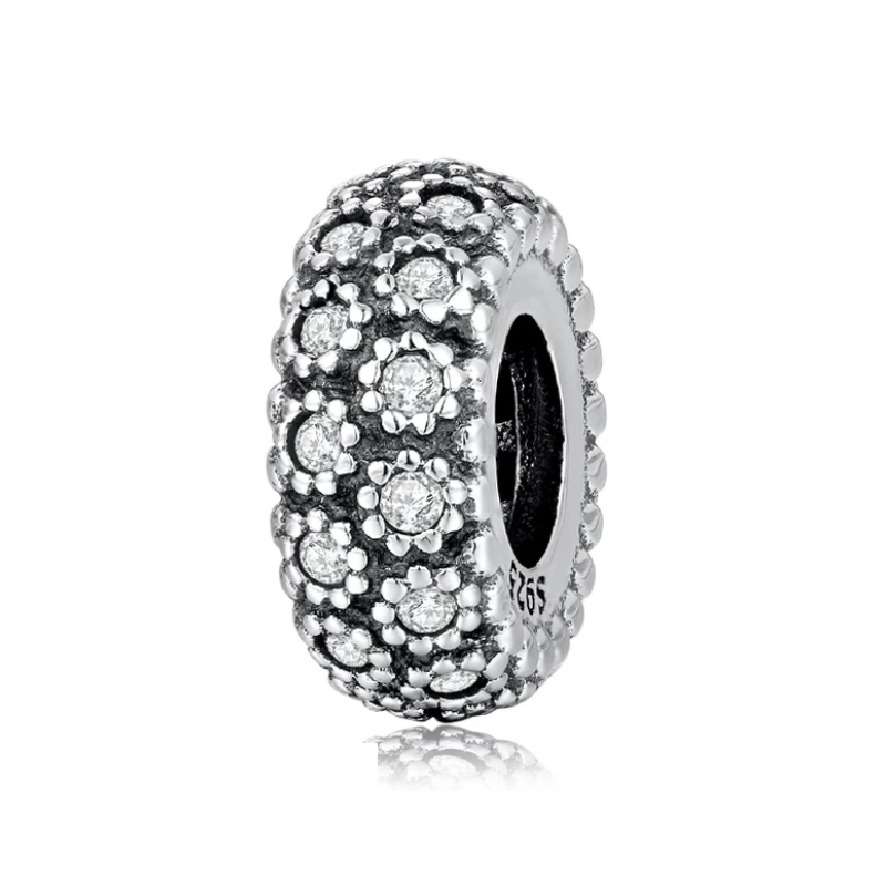 925 Sterling Silver Flower Pattern CZ Spacer