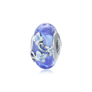 Blue Flower Murano Glass Bead Charm