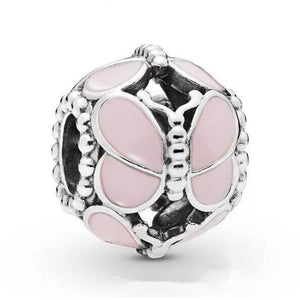 925 Sterling Silver Butterfly Magnolia Bloom Charm