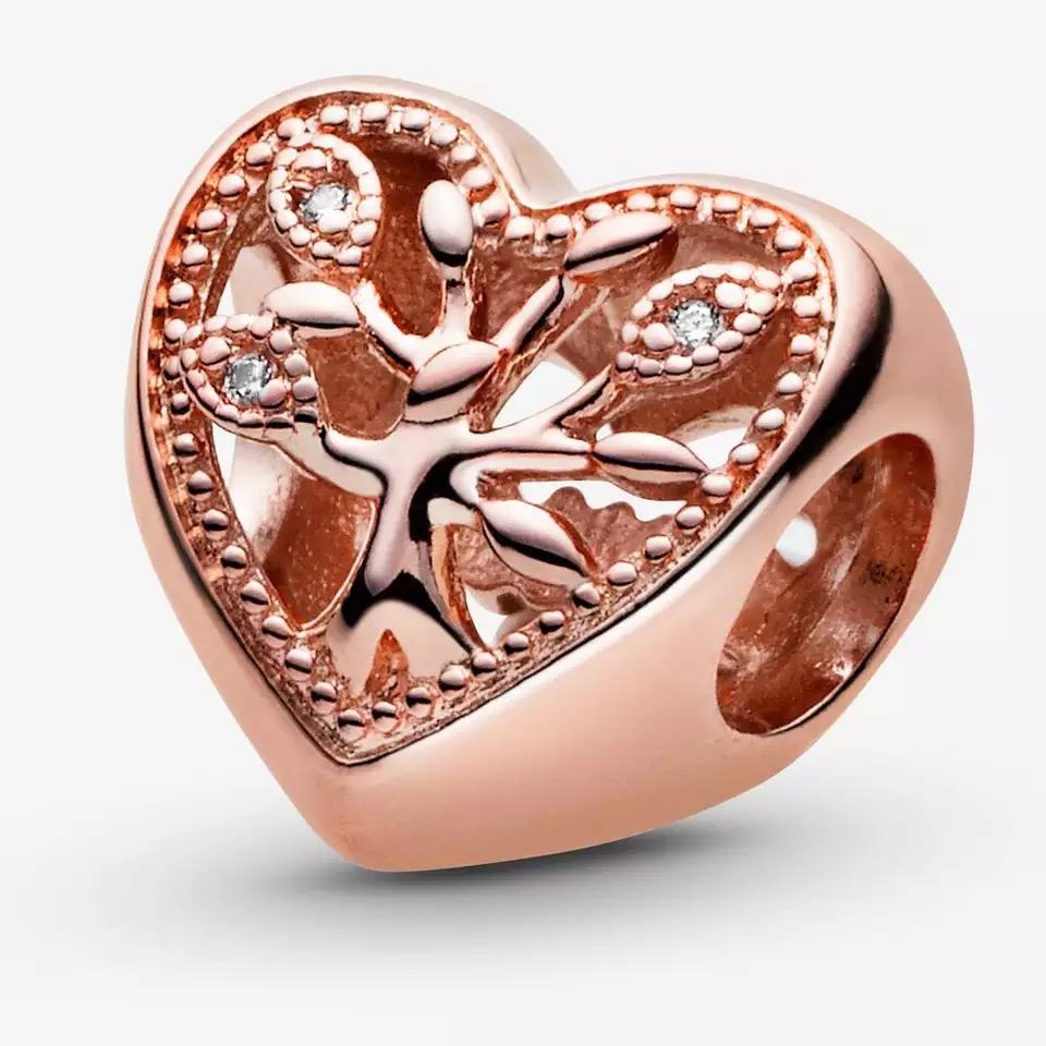 RoseGold Plated Family Tree openwork Bead Charm