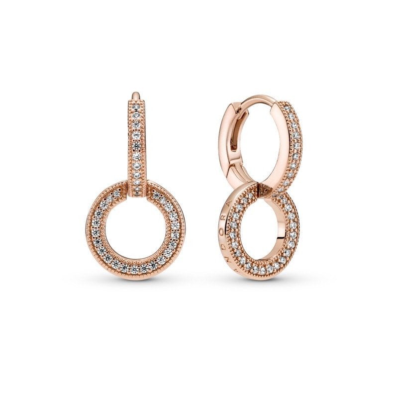 925 Sterling Silver Rose Gold Plated Round CZ Earrings