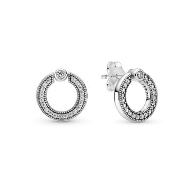 925 Sterling Silver Round CZ Circle Stud Earrings