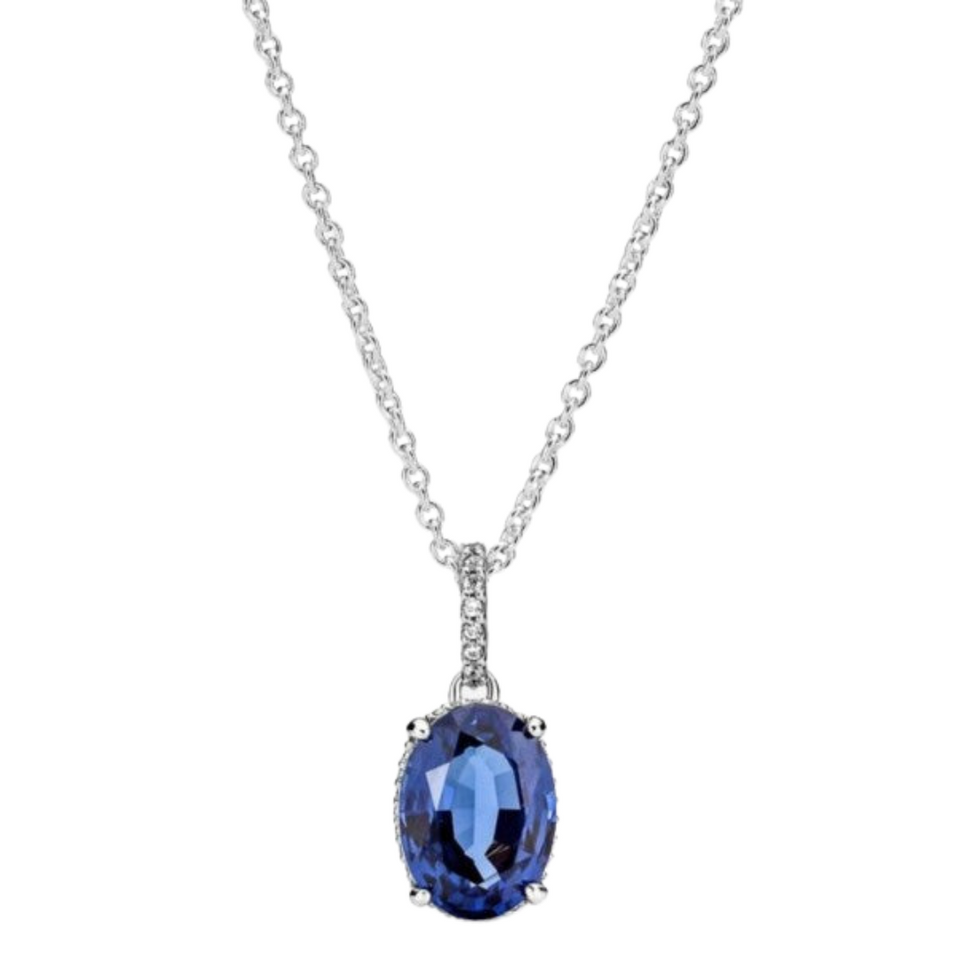 925 Sterling Silver Blue CZ Necklace